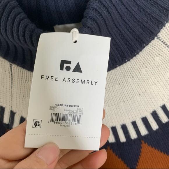 Free Assembly Fair Isle mock neck cotton wool sweater size XXL - Picture 5 of 8